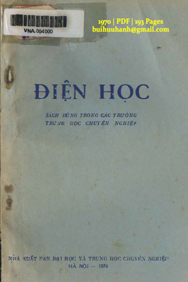 Điện Học (NXB Đại Học 1970) - Nguyễn Văn Thúy, 193 Trang