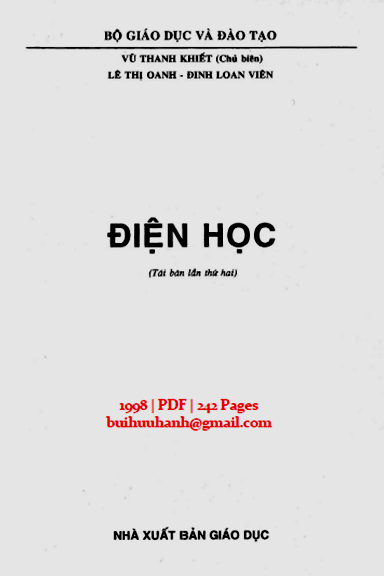 Điện Học (NXB Giáo Dục 1998) - Vũ Thanh Khiết, 242 Trang