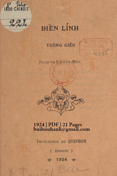 Điền Lính (NXB Qui Nhơn 1924) - Lê Văn Đức, 21 Trang