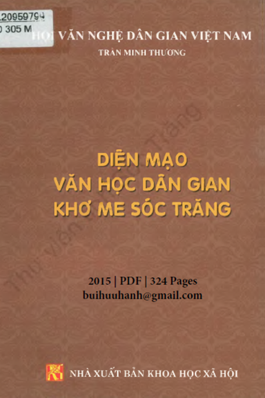 Diện Mạo Văn Học Dân Gian Khơ Me Sóc Trăng (NXB Khoa Học Xã Hội 2015) - Trần Minh Thương, 324 Trang