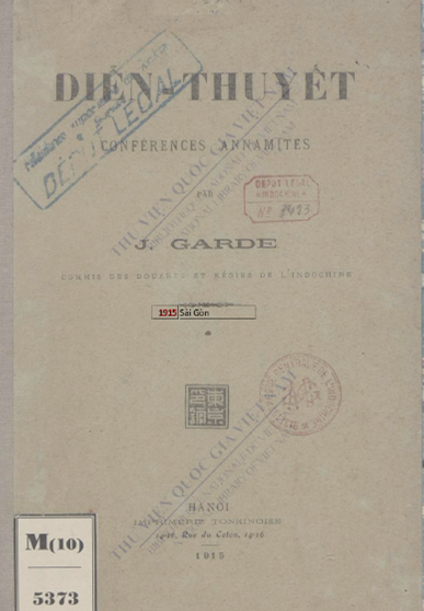 Diễn Thuyết (NXB Đông Kinh 1915) - J. Garde, 54 Trang