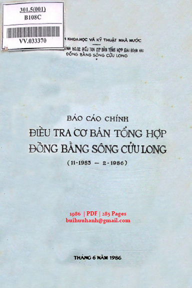 Điều Tra Cơ Bản Tổng Hợp Đồng Bằng Sông Cửu Long (NXB Hà Nội 1986) - Nguyễn Ngọc Trân, 285 Trang
