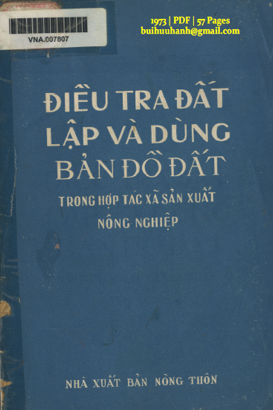 Điều Tra Đất Lập Và Dùng Bản Đồ Đất (NXB Nông Thôn 1973) - Trần Đăng Hòa, 57 Trang