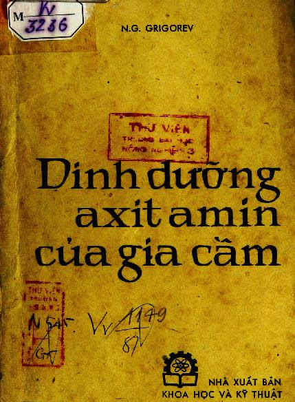 Dinh Dưỡng Axit Amin Của Gia Cầm (NXB Khoa Học Kỹ Thuật 1981) - N. G. Grigorev, 228 Trang