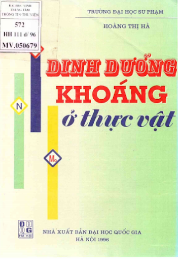 Dinh Dưỡng Khoáng Ở Thực Vật (NXB Đại Học Quốc Gia 1996) - Hoàng Thị Hà, 265 Trang