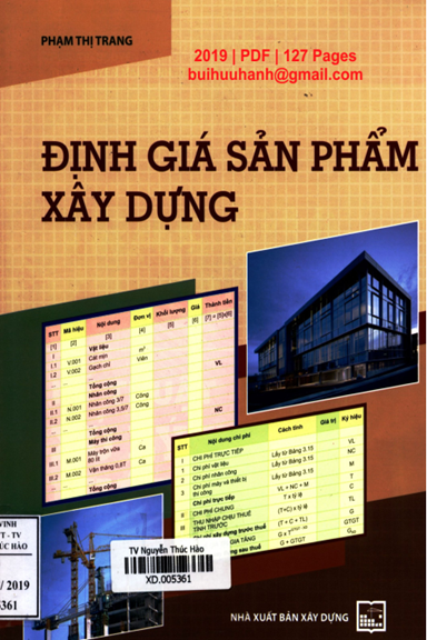 Định Giá Sản Phẩm Xây Dựng (NXB Xây Dựng 2019) - Phạm Thị Trang, 127 Trang
