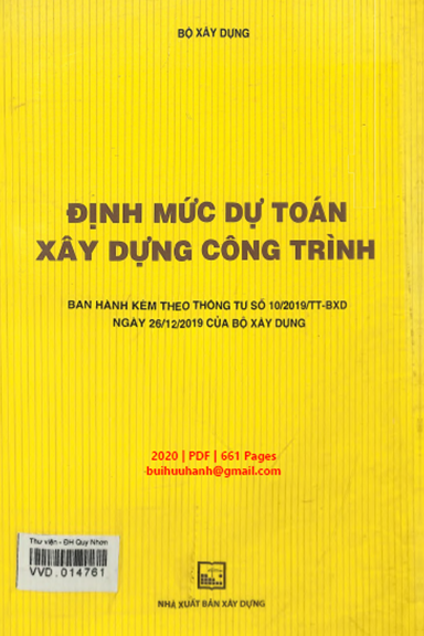 Định Mức Dự Toán Xây Dựng Công Trình (NXB Xây Dựng 2020) - Bùi Phạm Khánh, 661 Trang