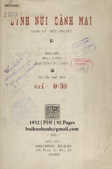 Đỉnh Núi Cành Mai (NXB Nhật Hưng 1932) - Nguyễn Tử Siêu, 92 Trang