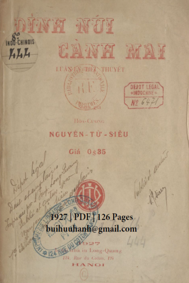 Đỉnh Núi Cành Mai (NXB Nhật Nam 1927) - Nguyễn Tử Siêu, 126 Trang