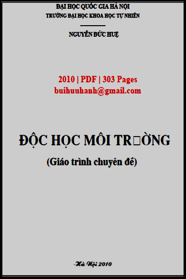 Độc Học Môi Trường (NXB Hà Nội 2010) - Nguyễn Đức Huệ, 303 Trang