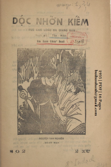 Độc Nhỡn Kiếm Số 2,5-15 (NXB Lang Tuyết 1935) - Tân Hiến, 192 Trang