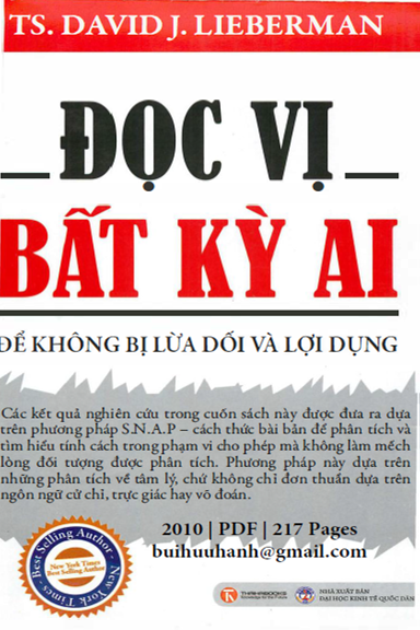 Đọc Vị Bất Kỳ Ai (NXB Kinh Tế Quốc Dân 2010) - David J. Lieberman, 217 Trang