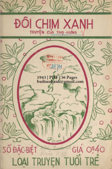 Đôi Chim Xanh (NXB Văn Hồng 1943) - Thọ Hưng, 36 Trang