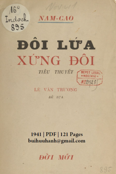Đôi Lứa Xứng Đôi (NXB Đời Mới 1941) - Nam Cao, 121 Trang