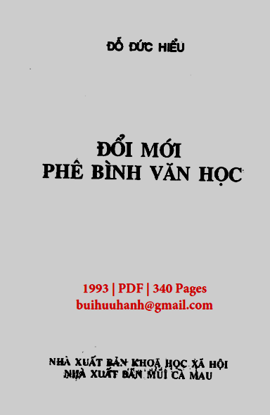 Đổi Mới Phê Bình Văn Học (NXB Khoa Học Xã Hội 1993) - Đỗ Đức Hiểu, 340 Trang