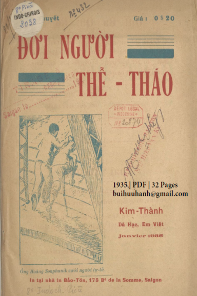 Đời Người Thễ Thao (NXB Bảo Tồn 1935) - Dã Hạc, 32 Trang