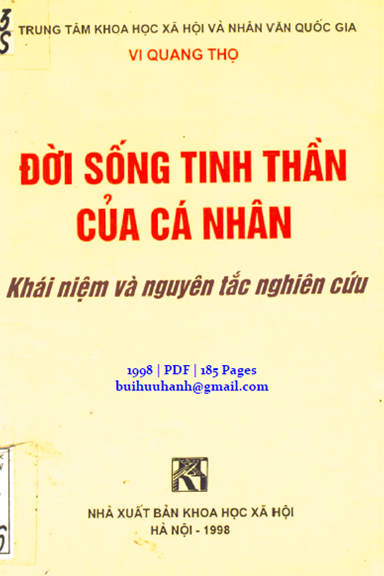Đời Sống Tinh Thần Của Cá Nhân (NXB Khoa Học Xã Hội 1998) - Vi Quang Thọ, 185 Trang