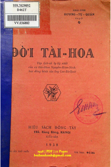 Đời Tài Hoa (NXB Đông Tây 1938) - Nguyễn Văn Để, 72 Trang