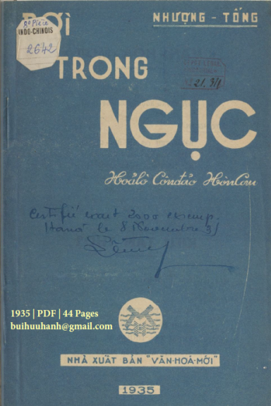 Đời Trong Ngục (NXB Văn Hóa Mới 1935) - Nhượng Tống, 44 Trang