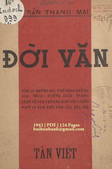 Đời Văn Quyển 1 (NXB Tân Việt 1942) - Trần Thanh Mại, 124 Trang