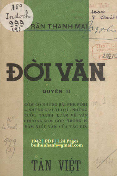 Đời Văn Quyển 2 (NXB Tân Việt 1942) - Trần Thanh Mại, 124 Trang