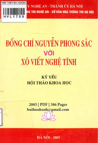 Đồng Chí Nguyễn Phong Sắc Với Xô Viết Nghệ Tĩnh (NXB Hà Nội 2005) - Đặng Kim Ngọc, 386 Trang