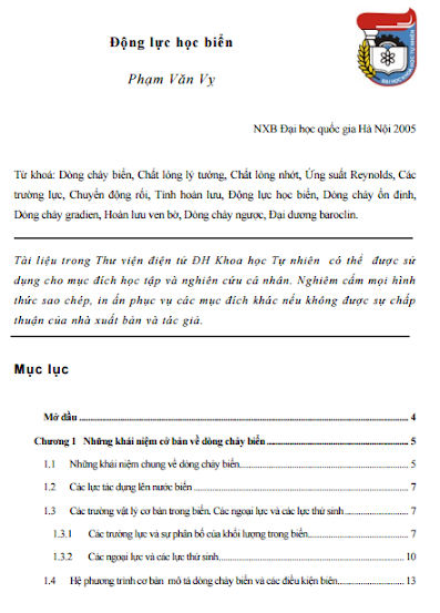 Động Lực Học Biển (NXB Đại Học Quốc Gia 2005) - Phạm Văn Vỵ, 136 Trang