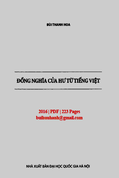 Đồng Nghĩa Của Hư Từ Tiếng Việt (NXB Đại Học Quốc Gia 2016) - Bùi Thanh Hoa, 223 Trang