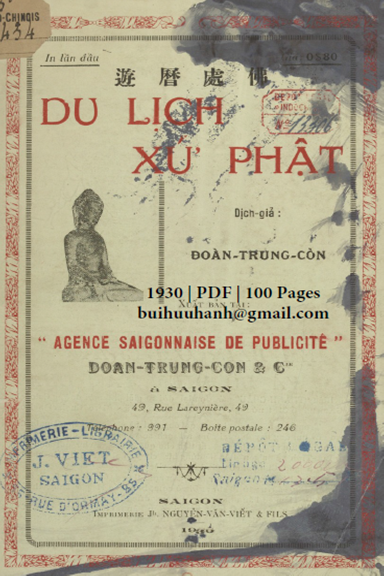Du Lịch Xứ Phật (NXB Sài Gòn 1930) - Đoàn Trung Còn, 100 Trang