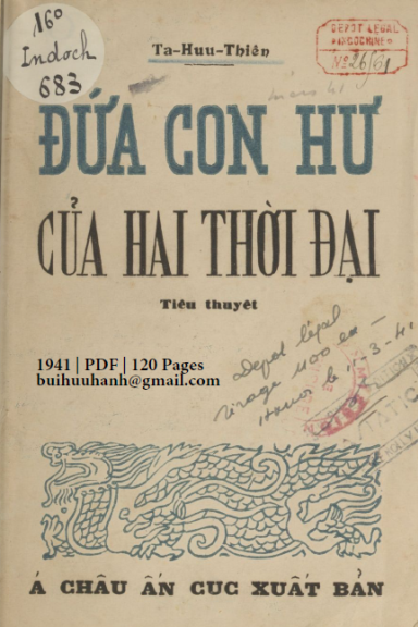 Đứa Con Hư Của Hai Thời Đại (NXB Á Châu 1941) - Tạ Hữu Thiện, 120 Trang