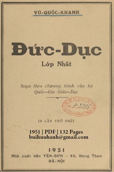 Đức Dục Lớp Nhất (NXB Yên Sơn 1951) - Vũ Quốc Khanh, 132 Trang