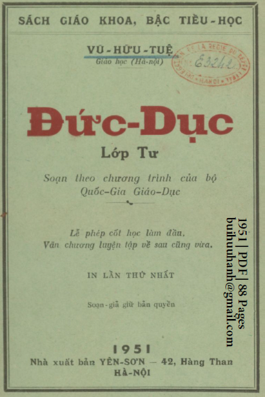 Đức Dục Lớp Tư (NXB Yên Sơn 1951) - Vũ Hữu Tuệ, 88 Trang