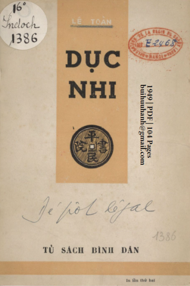 Dục Nhi (NXB Lê Văn Tân 1949) - Lê Toàn, 104 Trang