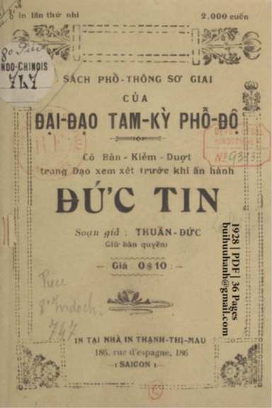 Đức Tin (NXB Thạnh Thị Mậu 1928) - Thuần Đức, 36 Trang