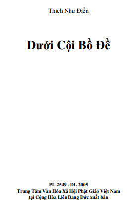 Dưới Cội Bồ Đề (NXB Tôn Giáo 2005) - Thích Như Điển, 191 Trang