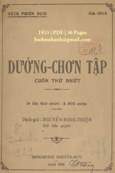 Dưởng Chơn Tập Quyển 1 (NXB Nguyễn Đức 1933) - Nguyễn Minh Thiện, 36 Trang