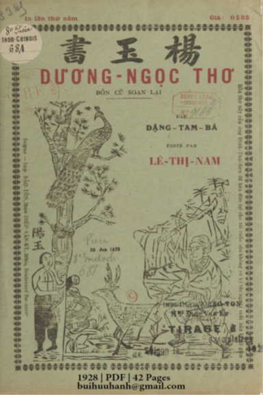 Dương Ngọc Thơ (NXB Bảo Tồn 1928) - Đặng Tam Bá, 42 Trang