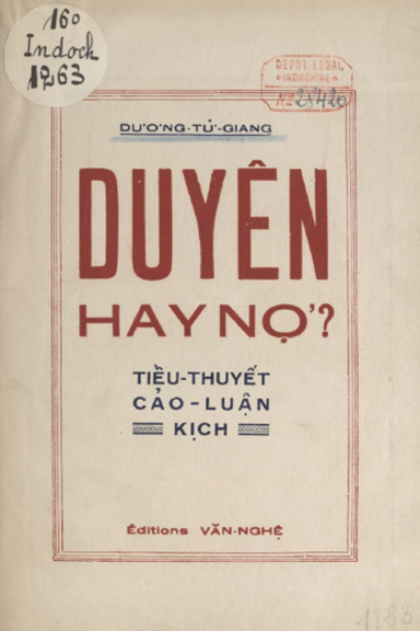 Duyên Hay Nợ (NXB Văn Nghệ 1943) - Dương Tử Giang, 94 Trang