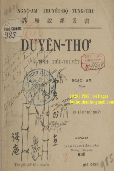 Duyên Thơ (NXB Tiếng Dân 1929) - Ngạc Am, 64 Trang