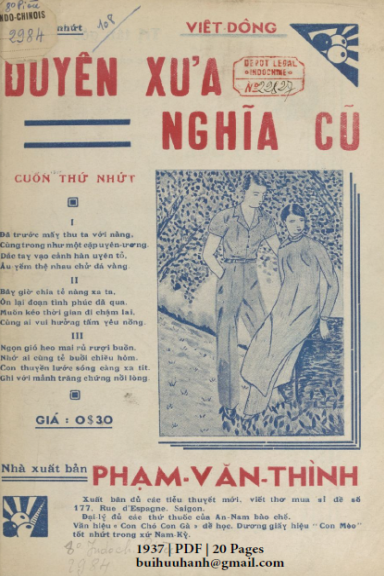Duyên Xưa Nghĩa Cũ Cuốn 1-3 (NXB Đức Lưu Phương 1937) - Việt Đông, 60 Trang