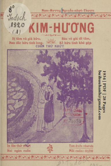 Em Kim Hương Cuốn 1-5 (NXB Xưa Nay 1934) - Nguyễn Nhựt Thượn, 116 Trang