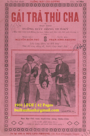 Gái Trả Thù Cha (NXB Đức Lưu Phương 1931) - Nguyễn Hiền Phú, 42 Trang