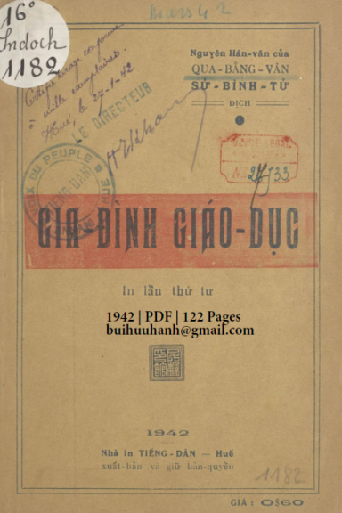 Gia Đình Giáo Dục (NXB Tiếng Dân 1942) - Qua Bằng Vân, 122 Trang
