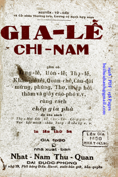 Gia Lễ Chỉ Nam (NXB Nhật Nam 1928) - Nguyễn Tử Siêu, 158 Trang