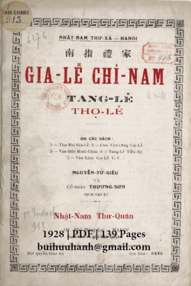 Gia Lễ Chỉ Nam Tang Lễ-Thọ Lễ (NXB Nhật Nam 1928) - Nguyễn Tử Siêu, 139 Trang