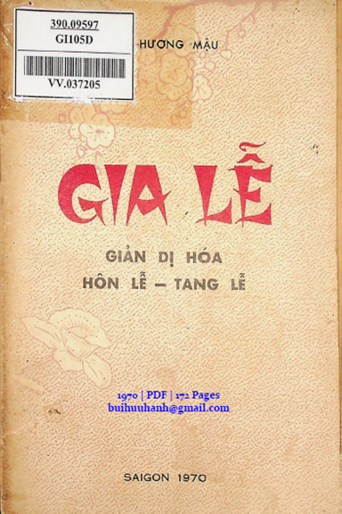 Gia Lễ Giản Dị Hóa Tập 1 (NXB Khai Trí 1970) - Chu Hương Mậu, 172 Trang