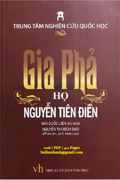 Gia Phả Họ Nguyễn Tiên Điền (NXB Văn Học 2016) - Mai Quốc Liên, 422 Trang