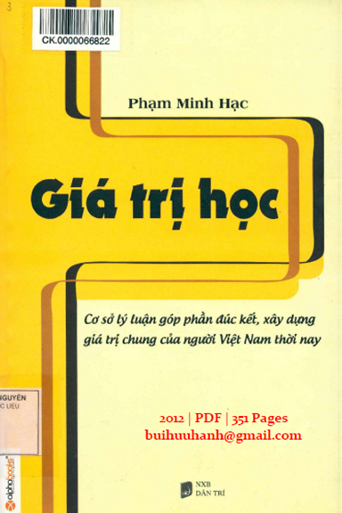 Giá Trị Học (NXB Dân Trí 2012) - Phạm Minh Hạc, 351 Trang