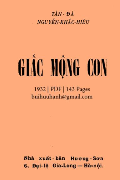 Giấc Mộng Con (NXB Hương Sơn 1932) - Nguyễn Khắc Hiếu, 143 Trang
