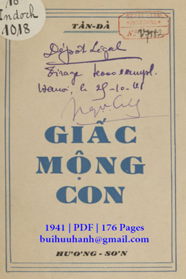 Giấc Mộng Con (NXB Hương Sơn 1941) - Tản Đà, 176 Trang